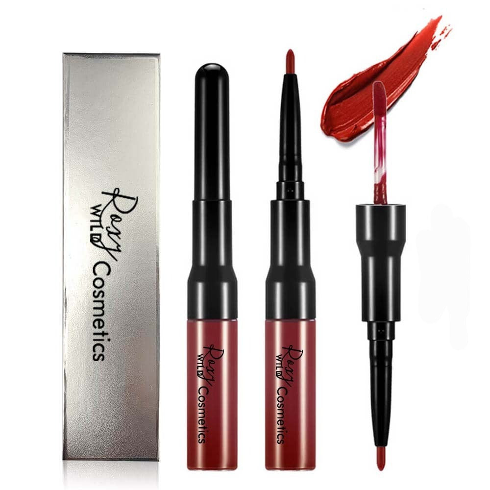 Color Matte Liquid Lipstick+Lip Liner Double-Headed Long Lasting